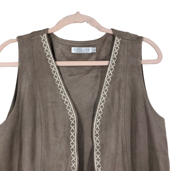Solitaire Super Soft, Lightweight Faux Suede Fringe Vest, Boho, Western, Rodeo L - Picture 4 of 8